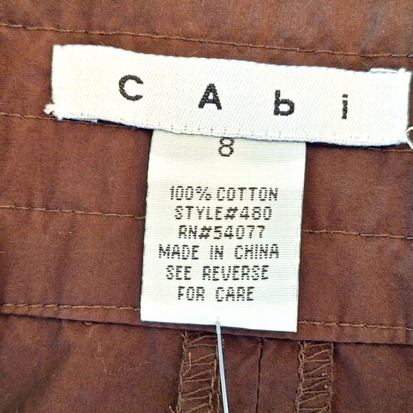 NWT CAbi #480 Masai Tulle Trimmed Flare Skirt Cotton Chocolate Brown Coconut 8 - Picture 4 of 13